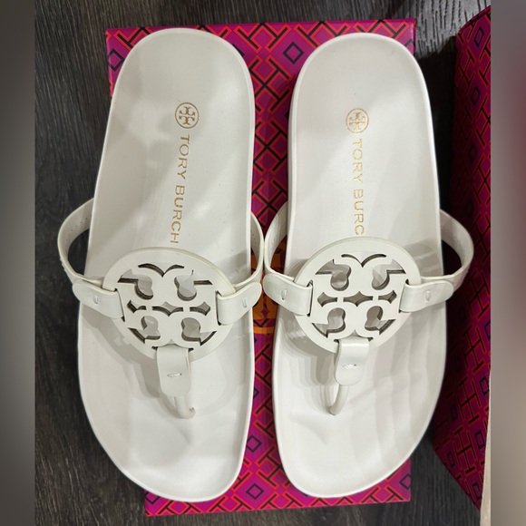 Tory Burch Miller Cloud Calf Leather New Ivory Sandals, BNWT Sz 8.5 - Picture 1 of 5